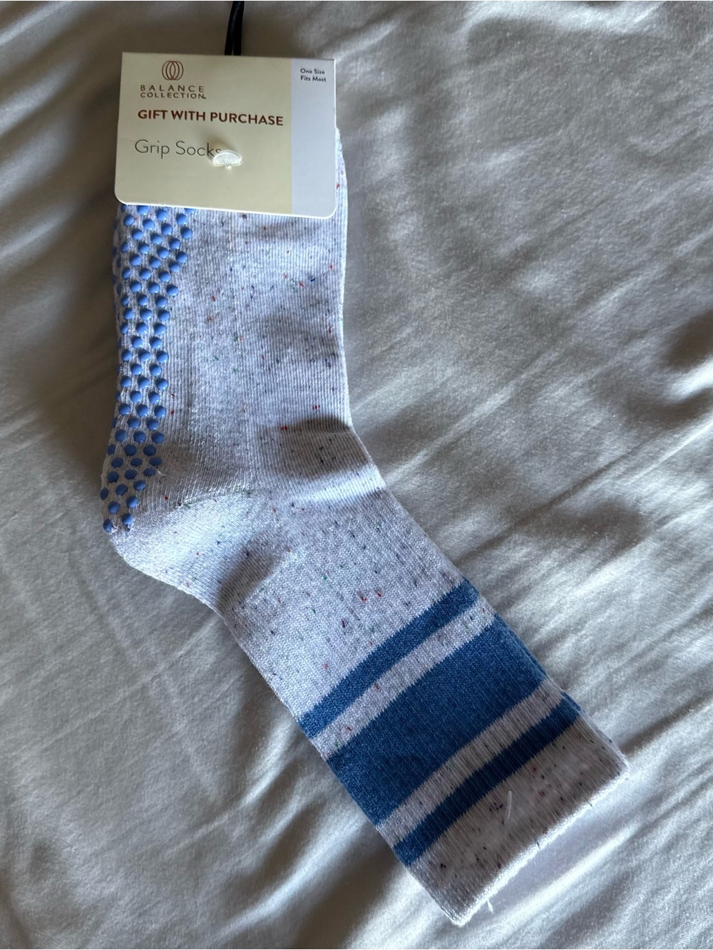 Grip Socks Balance Collection Womens White Blue Pilates/Yoga/Barre One Size New